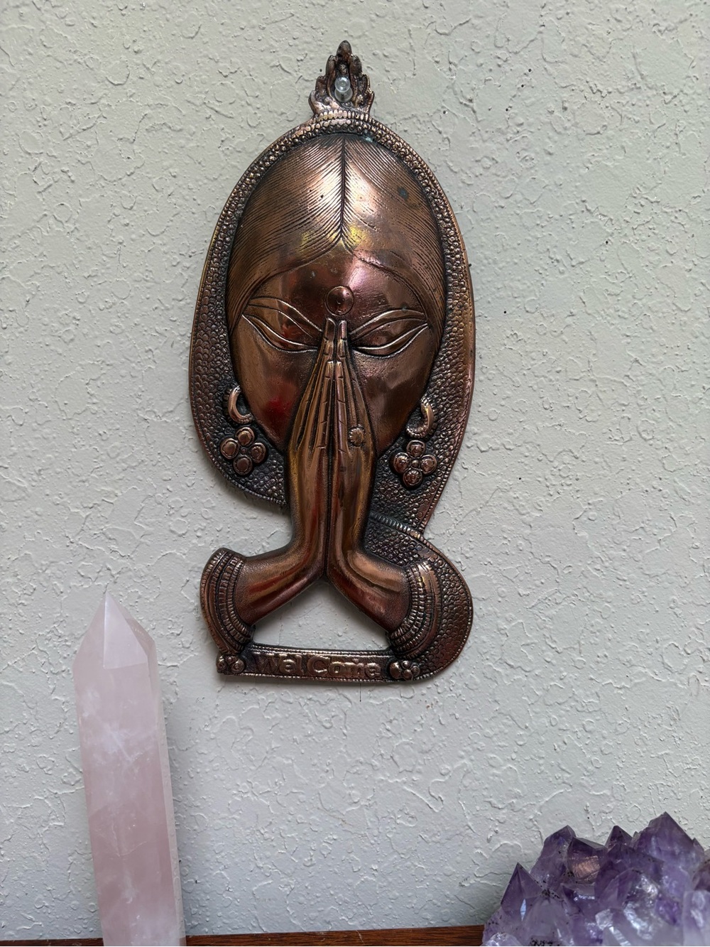 Vintage Brass Namaste Welcome Wall Hanging
